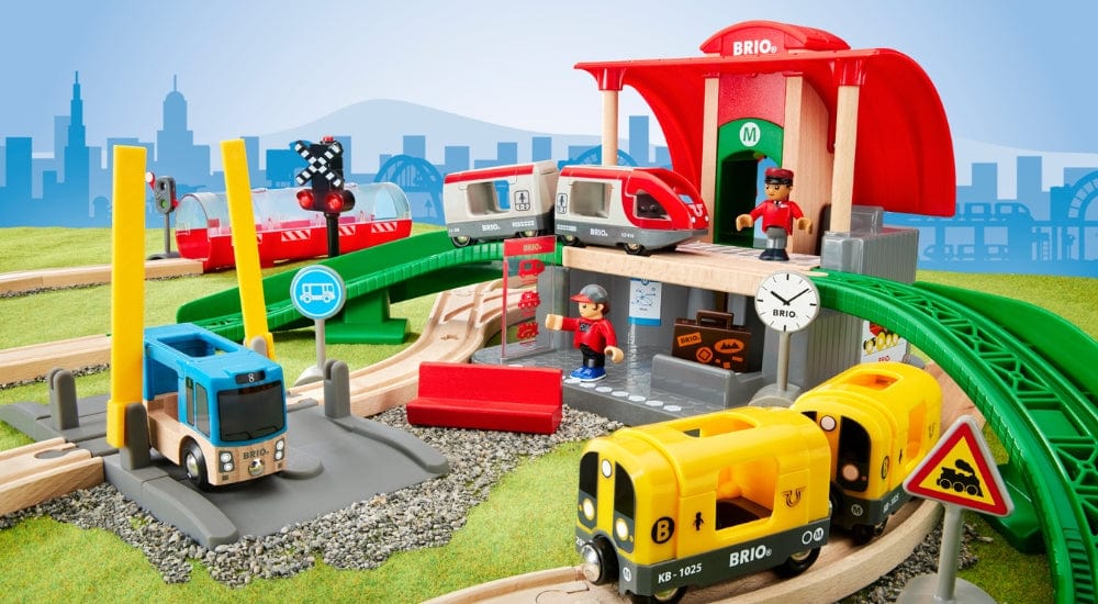 Brio train set at a station