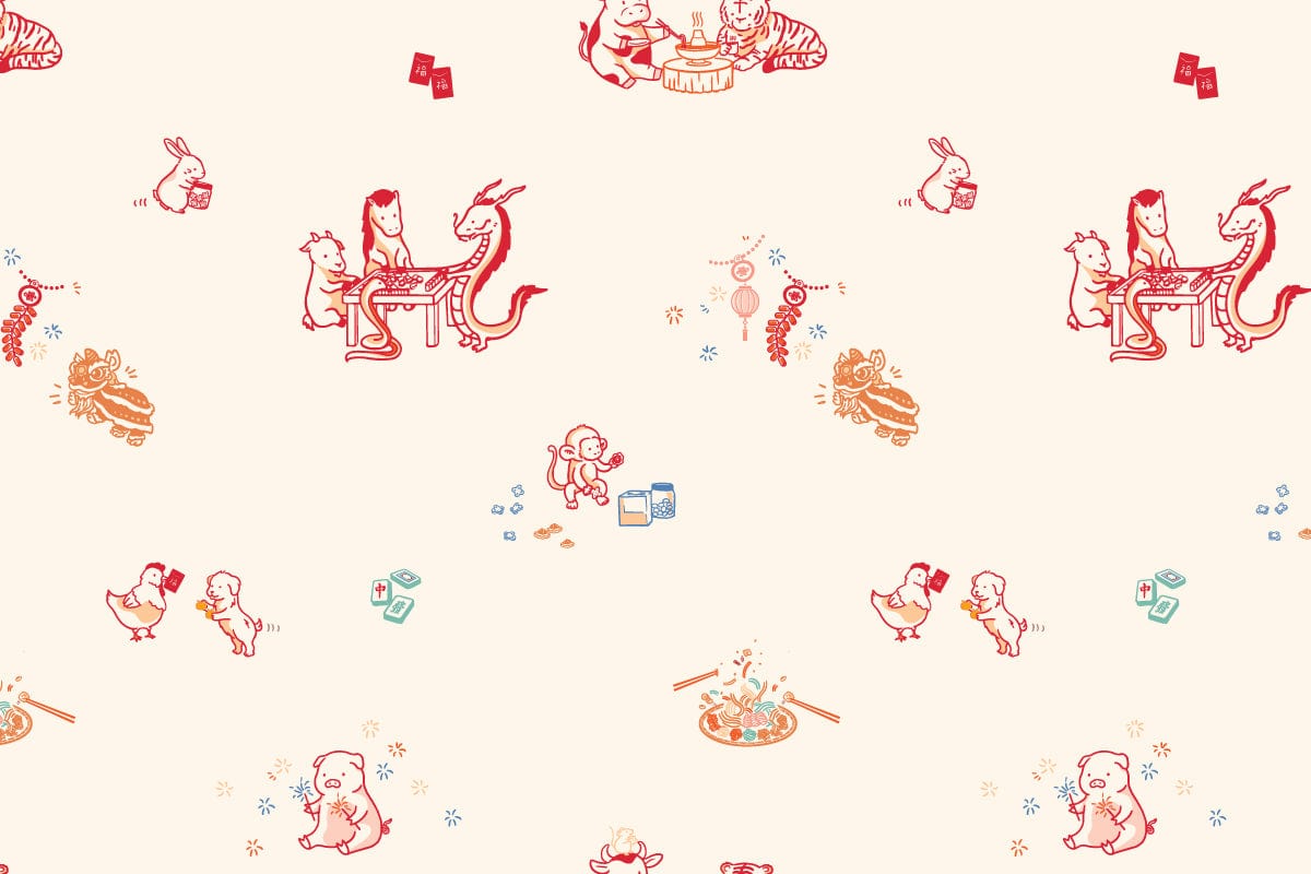 Chinese Zodiac CNY party pattern