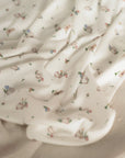 Bamboo Jersey Blanket - White Floral Bunny lifestyle