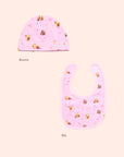 pink harvest classic gift set beanie and bib