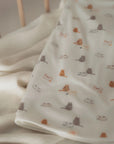 Sleepy Cats Bamboo Jersey Baby Blanket in cot