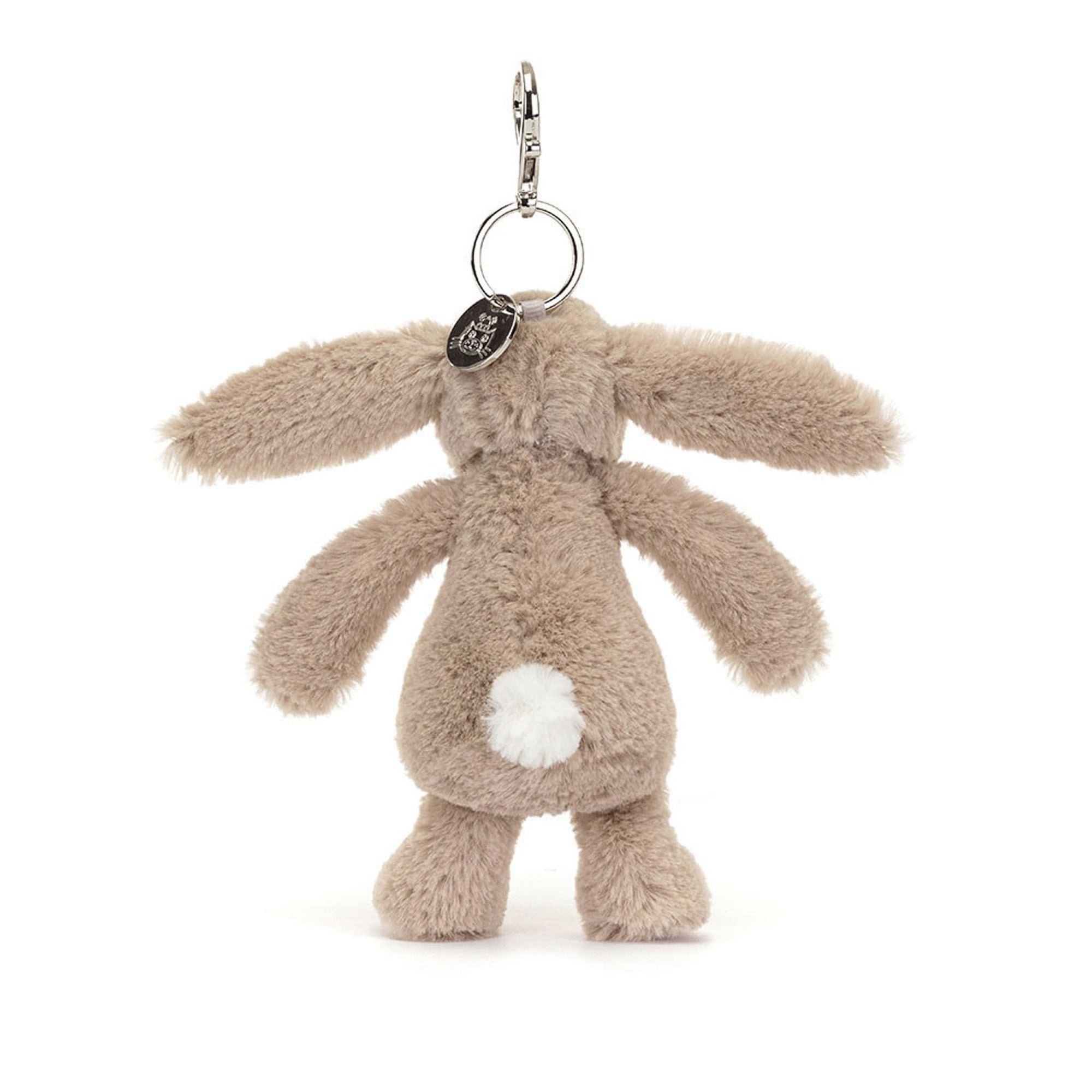 Beige bunny bag charm with blossom petal detail