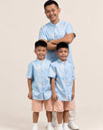 Men's Mandarin-collared Shirt - Blue Cranes