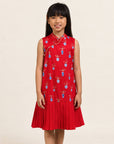 Drop Waist Cheongsam - Red Vases