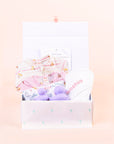 Personalised baby gift set with embroidered towel, clothing and bath toys in gift box