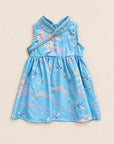 Flare Cheongsam - Blue Cranes flatlay