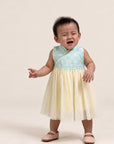 Flare Tulle Cheongsam - Teal Plaid Tiles