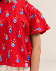 Amanda Top - Red Vases closeup