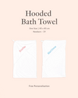 Personalised hooded baby towels with embroidered names in pink and blue for newborn to 3 years old