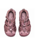 Overhead view of the pair of sandals showing the cushioned footbed and the symmetrical layout of the bungee lacing system.