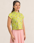 Ladies Alana Top - Yellow Floral Lanterns