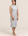 Ladies Mini Harper Cheongsam - Blue Fans
