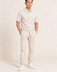 Men's Shirt - Cream Floral Bamboo