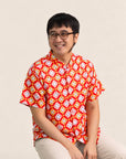 Men's Mandarin-collared Shirt - Red Lucky Coins