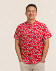 Men's Mandarin-collared Shirt - Red Fans