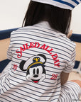 back view of sailor mickey stripes polo dress