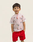 Mandarin-collared Polo Tee - Firecracker Mickey