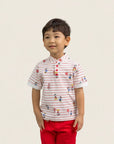 Mandarin-collared Polo Tee - Firecracker Mickey