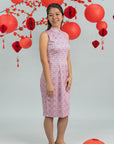Ladies Mini Peony Cheongsam - Pink Tiles