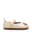 Side view of Tip Toey Joey Seashell Mary Janes in White Dream / Rose Gold / Metal Blue