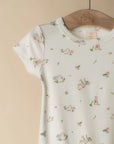 Short-sleeve onesie floral bunny