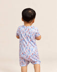 Short-sleeve Romper - Blue Lucky Bamboo