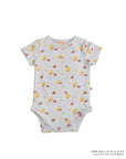 Short-Sleeve Onesie - Blue Trains Pooh