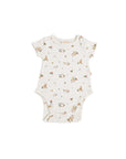 Short-Sleeve Onesie - White Floral Bunny