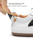 Tip Toey Joey Ground Sneakers - White / Black elastic heel