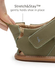 Sandy Sandals - Olive elastic heel