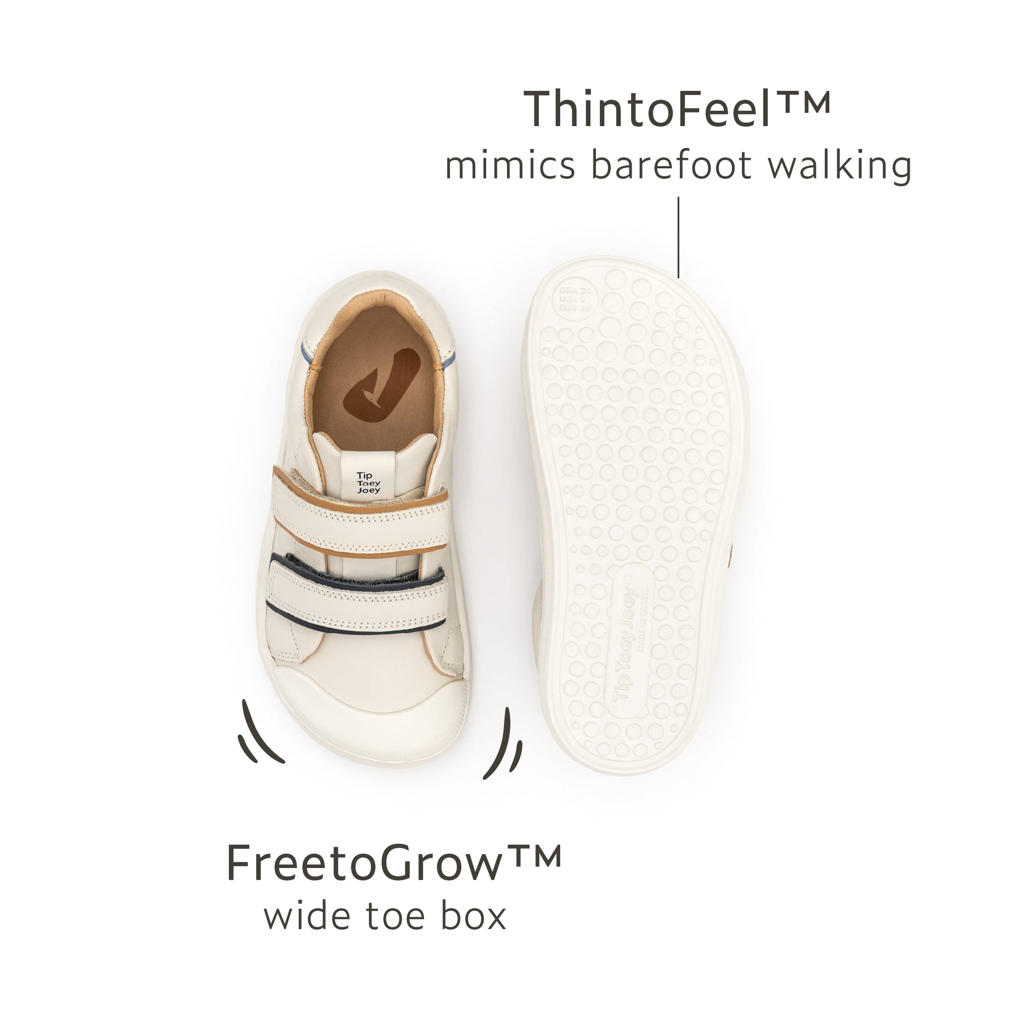 Tip Toey Joey Ramp Colours - Tapioca / Navy / Hay sole
