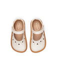 Overhead view of Tapioca Mary Janes highlighting the wide toe box and heart-shaped laser cut-outs.