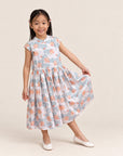 Twirly Cheongsam - Teal Lotus