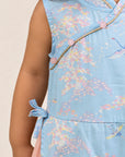Wrap cheongsam blue cranes back