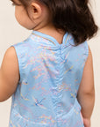 Wrap cheongsam blue cranes back