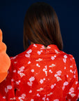 Ladies Nadia Top Red Blossom Lily