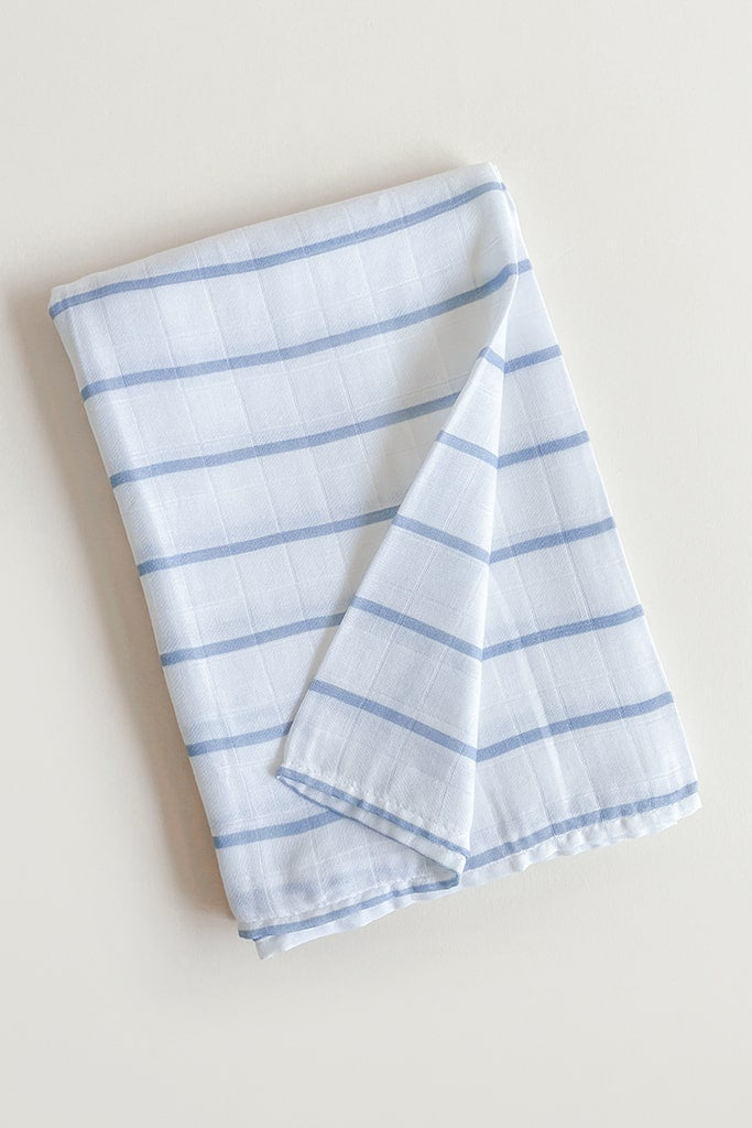 Premium Bamboo Swaddle - Blue Stripes | Ideal for Newborn Baby Gifts | The Elly Store Singapore