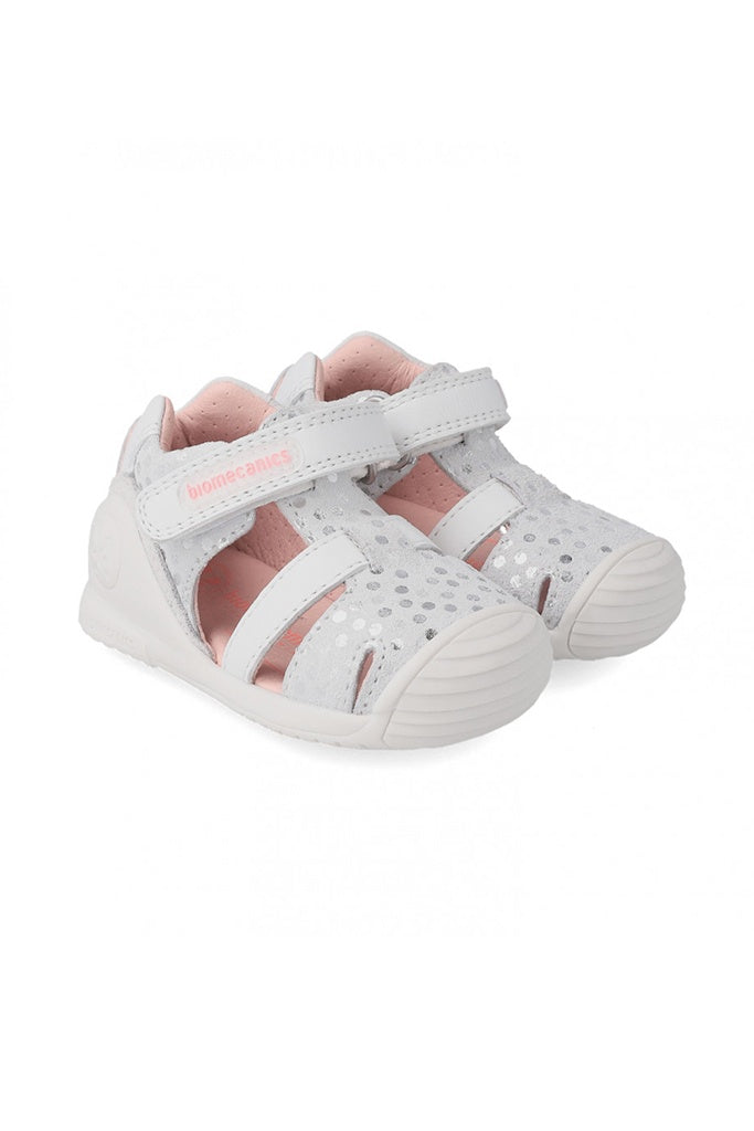 Biogateo White Metallic Dots Sandals