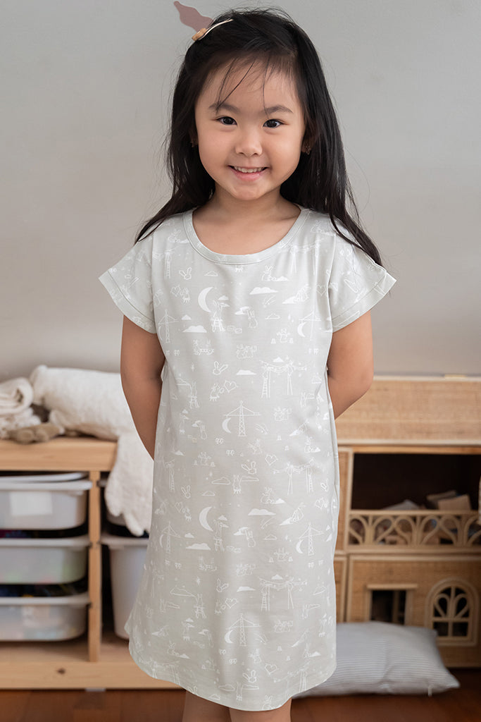 Girls' Nightgown - Nightfall Bunnies | Premium Bamboo Cotton Family Pyjamas | The Elly Store Singapore
