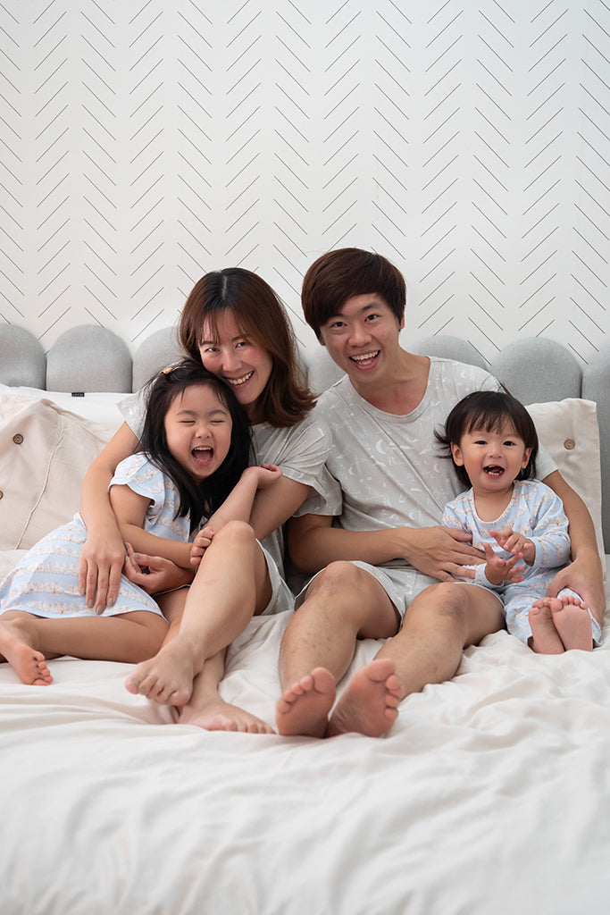 Men&#39;s Short-Sleeve Pyjamas - Nightfall Bunnies | Premium Bamboo Cotton Family Pyjamas | The Elly Store Singapore