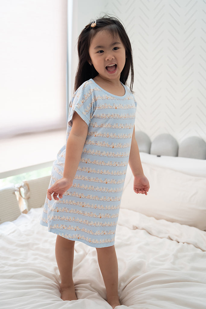 Girls' Nightgown Bunnies In A Row | Premium Bamboo Cotton Family Pyjamas | The Elly Store Singapore