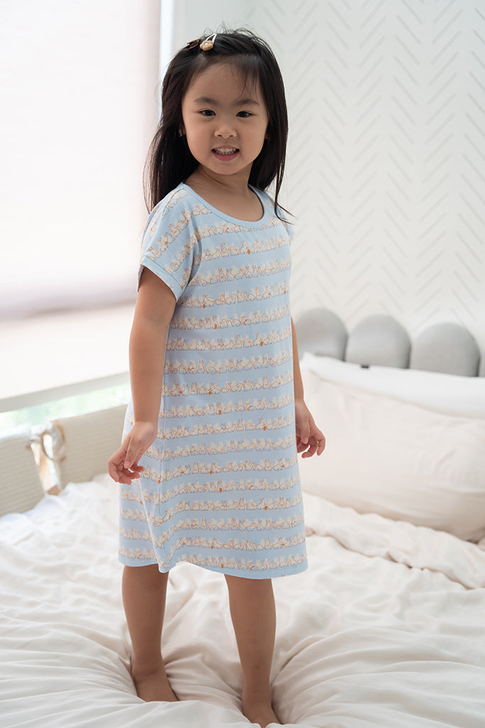 Girls' Nightgown Bunnies In A Row | Premium Bamboo Cotton Family Pyjamas | The Elly Store Singapore