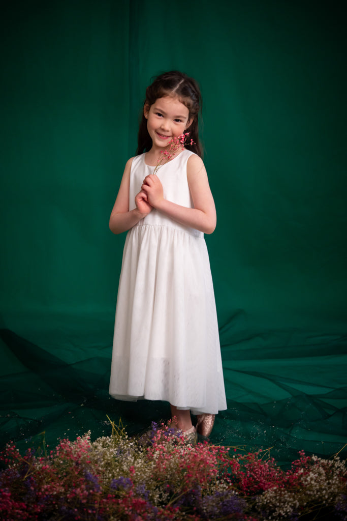 Willow Dress - White Shimmer | Flower Girl Dresses and Formal Wear | The Elly Store Singapore