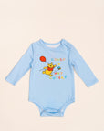 Long-Sleeve Onesie - Blue Busy Bee Pooh | Disney x elly | The Elly Store Singapore