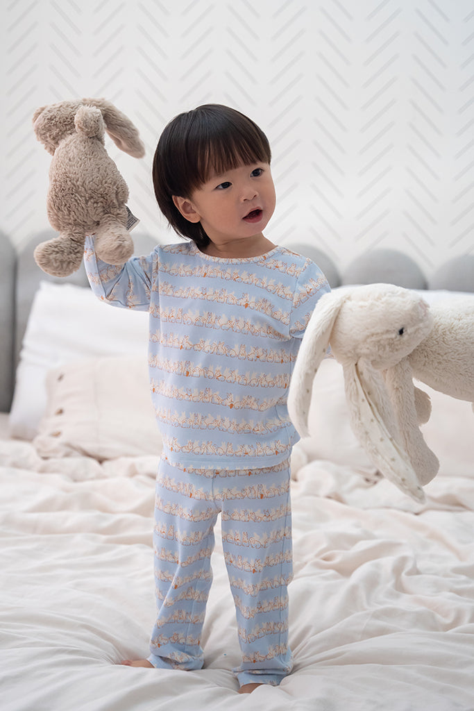 Long-Sleeve Pyjamas Set - Bunnies In A Row | Twinning Family Pyjamas Set | The Elly Store Singapore