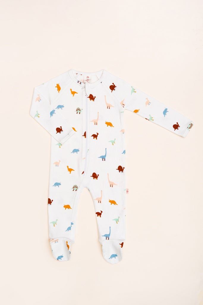 Raglan Sleepsuit - Dino | GOTS-certified Organic Cotton | The Elly Store Singapore