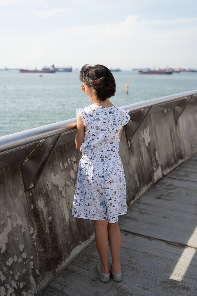 Flutter Romper - Blue Road Trip Mickey | Disney x elly Home 2022 | The Elly Store Singapore