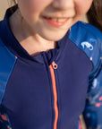 Girls Long-Sleeve Rash Suit Blue Ocean