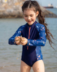 Girls Long-Sleeve Rash Suit Blue Ocean