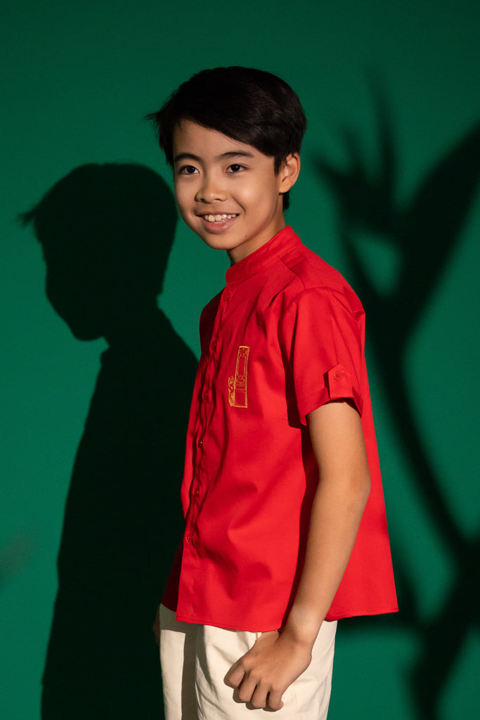 Mandarin-collared Shirt - Red Door | CNY2023 Family Twinning Set | The Elly Store Singapore